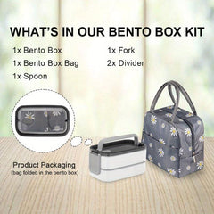Large Bento Box Japanese Style Lunch Box Kit With Bag & Utensils