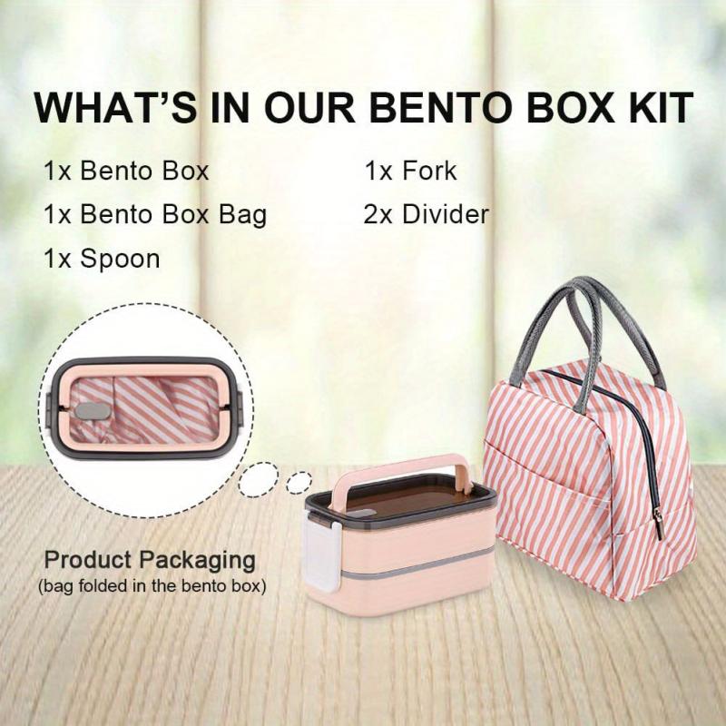 Large Bento Box Japanese Style Lunch Box Kit With Bag & Utensils