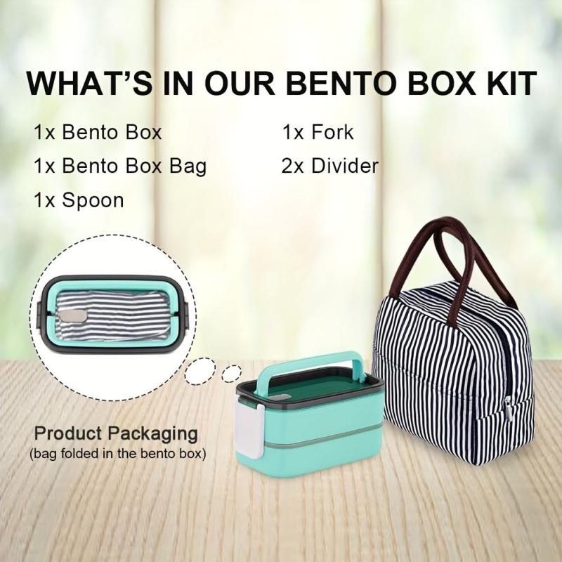Large Bento Box Japanese Style Lunch Box Kit With Bag & Utensils