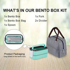Large Bento Box Japanese Style Lunch Box Kit With Bag & Utensils
