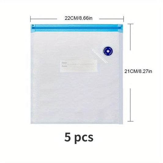 5pcs Reusable Vacuum Sealer Bags Food Storage Household Kitchen Accessories