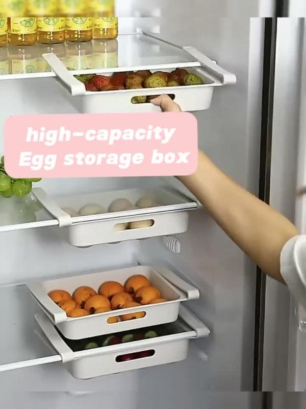 12 Grid Drawer Type Refrigerator Egg Storage Box Leak Proof Plastic Reusable Box