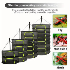 8-Layer Folding Round Drying Rack for Kitchen Storage