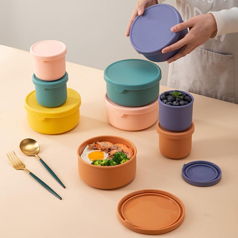 Silicone Leak-proof Bento Box 7oz Round Lunch Container