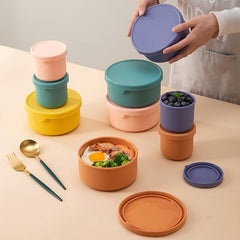 Silicone Leak-proof Bento Box 7oz Round Lunch Container
