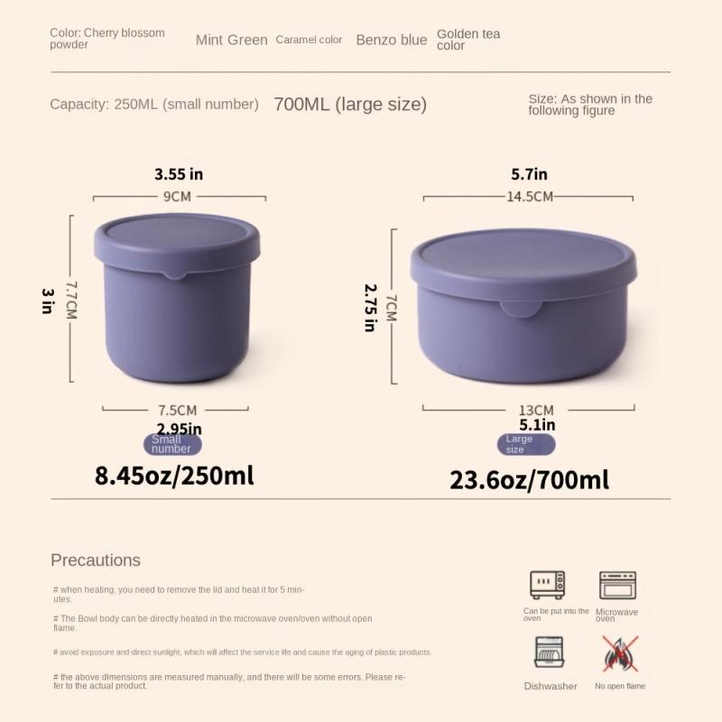 Silicone Leak-proof Bento Box 7oz Round Lunch Container