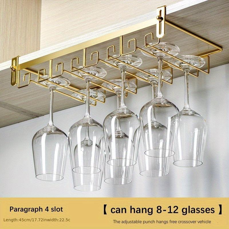 Wine Glass Holder Under Shelf Metal Goblet Upside Down Rack Hanging Stemware