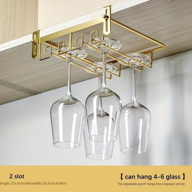 Wine Glass Holder Under Shelf Metal Goblet Upside Down Rack Hanging Stemware
