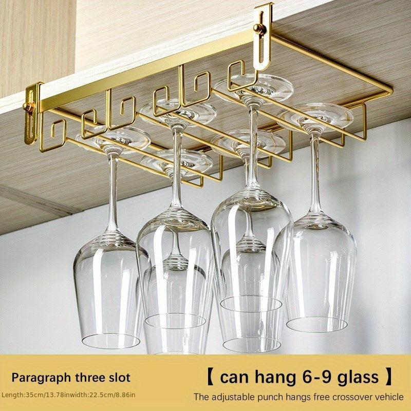 Wine Glass Holder Under Shelf Metal Goblet Upside Down Rack Hanging Stemware