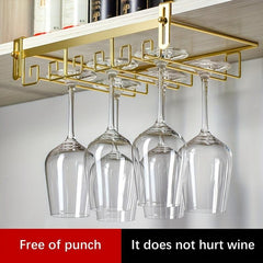 Wine Glass Holder Under Shelf Metal Goblet Upside Down Rack Hanging Stemware