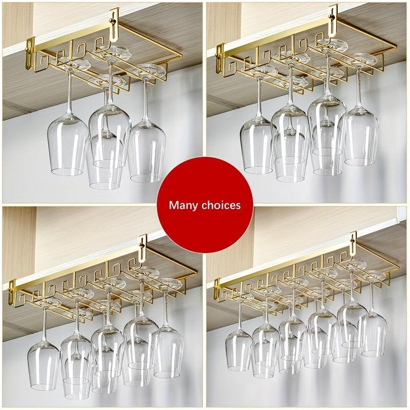 Wine Glass Holder Under Shelf Metal Goblet Upside Down Rack Hanging Stemware