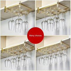 Wine Glass Holder Under Shelf Metal Goblet Upside Down Rack Hanging Stemware