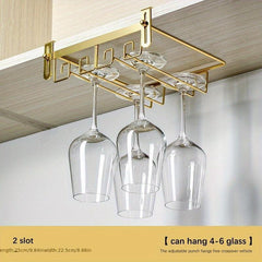 Wine Glass Holder Under Shelf Metal Goblet Upside Down Rack Hanging Stemware