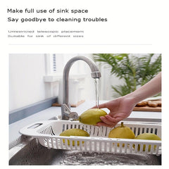Extendable Dish Drainer Sink with Washing Baskets & Strainer - Kitchen Organizer