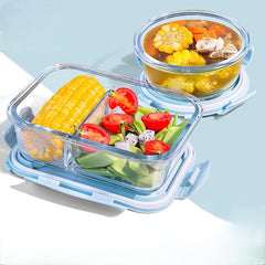 Glass Bento Box With Sky Lid Microwave Safe Divided Lunch Box