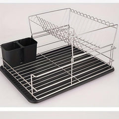 Foldable 2-Tier Dish Storage & Draining Rack - Large Capacity Household Shelf