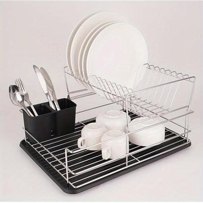 Foldable 2-Tier Dish Storage & Draining Rack - Large Capacity Household Shelf