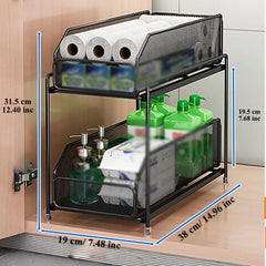 Pull out Kitchen Storage Rack Drawer Countertop Organizer Carbon Steel