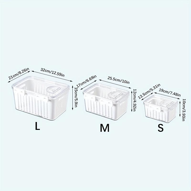 3PCS Thickened PET Drain Basket Food Fresh keeping Box Timing