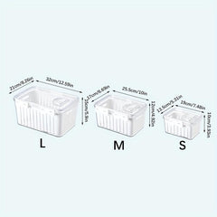 3PCS Thickened PET Drain Basket Food Fresh keeping Box Timing