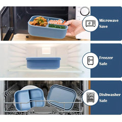 Silicone Insulated Lunch Box With Lid For Office Workers Rectangle Divided