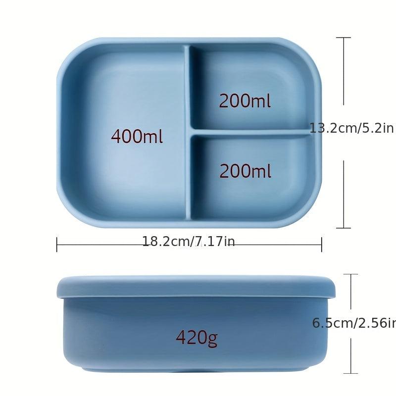 Silicone Insulated Lunch Box With Lid For Office Workers Rectangle Divided