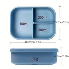 Silicone Insulated Lunch Box With Lid For Office Workers Rectangle Divided