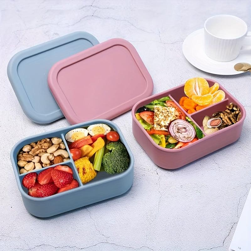 Silicone Insulated Lunch Box With Lid For Office Workers Rectangle Divided