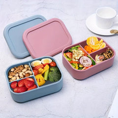 Silicone Insulated Lunch Box With Lid For Office Workers Rectangle Divided