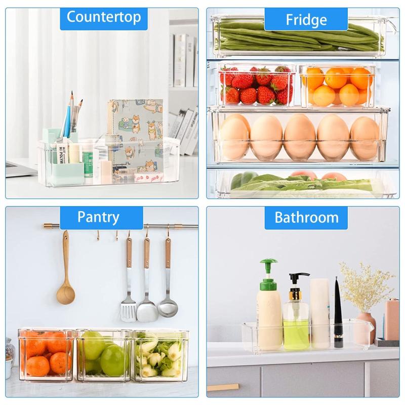 10pcs Stackable Refrigerator Storage Containers with Lids for Fruits Vegetabl