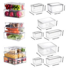 10pcs Stackable Refrigerator Storage Containers with Lids for Fruits Vegetabl