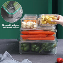 10pcs Stackable Refrigerator Storage Containers with Lids for Fruits Vegetabl