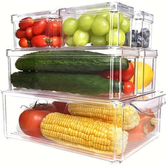 10pcs Stackable Refrigerator Storage Containers with Lids for Fruits Vegetabl