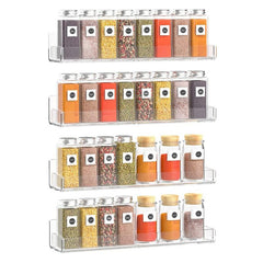 Wall Mounted Spice Rack Acrylic Spice Shelf Organizer Clear Display Rack