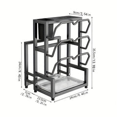 Multifunctional Pot Lid Rack with 3 Slots for Knives & More