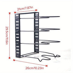 Adjustable Pots and Pans Organizer with Rustproof Layer for Kitchen Cabinet