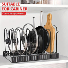 Adjustable Pots and Pans Organizer with Rustproof Layer for Kitchen Cabinet