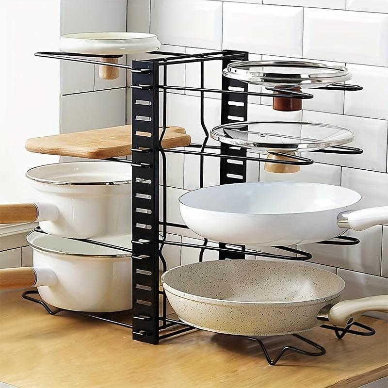 Adjustable Pots and Pans Organizer with Rustproof Layer for Kitchen Cabinet