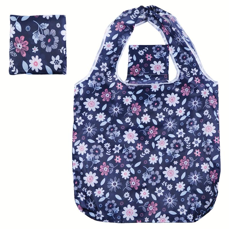 Flower Pattern Foldable Reusable Grocery Tote Bag