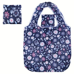 Flower Pattern Foldable Reusable Grocery Tote Bag