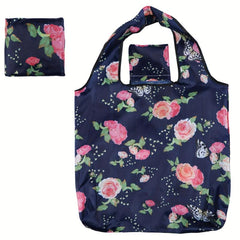 Flower Pattern Foldable Reusable Grocery Tote Bag