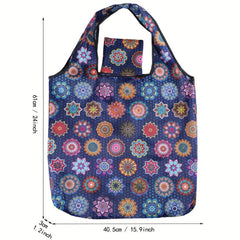 Flower Pattern Foldable Reusable Grocery Tote Bag
