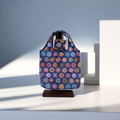 Flower Pattern Foldable Reusable Grocery Tote Bag