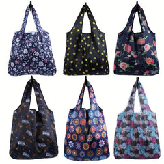 Flower Pattern Foldable Reusable Grocery Tote Bag