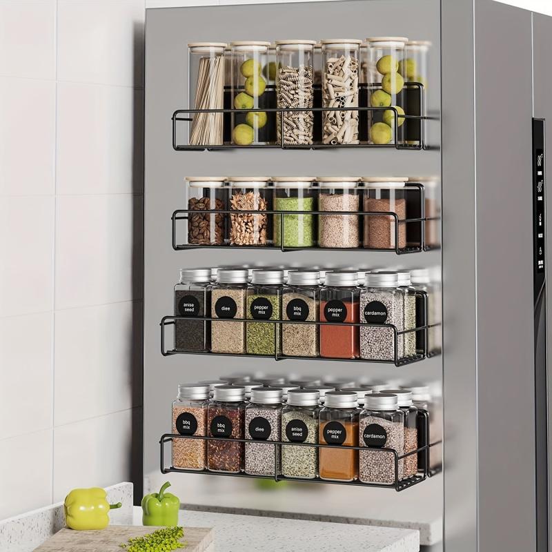 Magnetic Spice Rack Organizer for Refrigerator Metal Seasoning Rack
