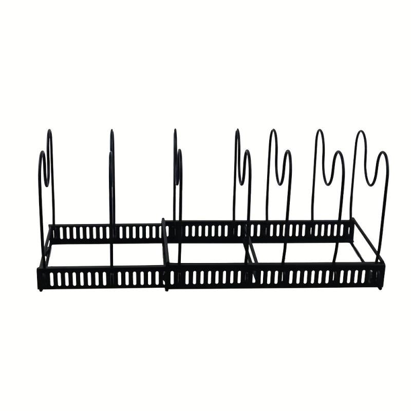 Adjustable Pot Pan Organizer Rack with Dividers & Cutting Board