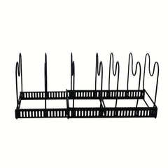Adjustable Pot Pan Organizer Rack with Dividers & Cutting Board