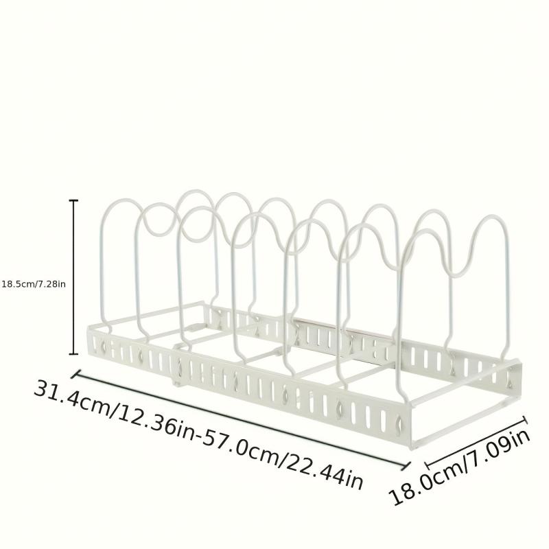 Adjustable Pot Pan Organizer Rack with Dividers & Cutting Board