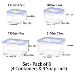 4pcs Kitchen Plastic Food Containers Set Pack Of 8