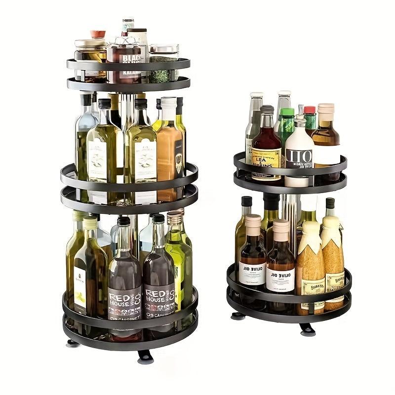 Rotatable Seasoning Bottle Rack for Kitchen Storage